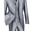 Gray Modern Fit Shiny Sharkskin 2 Button 3 Piece Suit -Clothing Shop mv2r 1 gray s