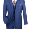 Blue Modern Fit 3 Piece Suit With Vest And Elastic Waist Band Pants -Clothing Shop mv2tr blue