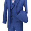 Blue Modern Fit Glen Plaid 2 Button Peak Lapel 3 Piece Suit -Clothing Shop mv2w 1 blue s