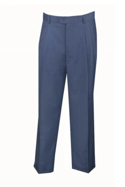 Dress Pants Regular Fit Leg Pleated Pre-hemmed With Cuffs In Blue