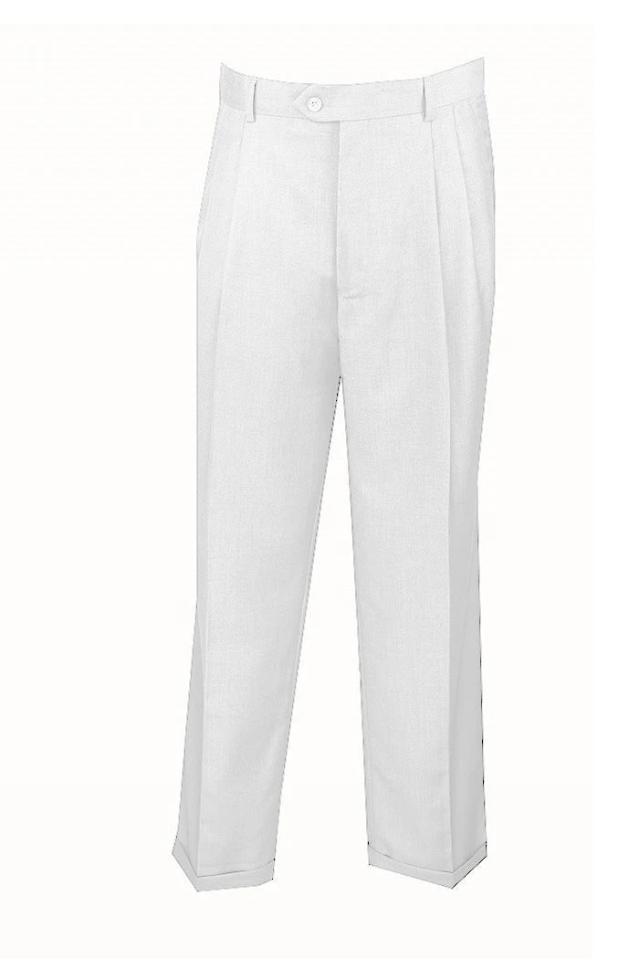 White Dress Pants Regular Leg Pleated Pre-hemmed With Cuffs 3 White Dress Pants Regular Leg Pleated Pre-hemmed With Cuffs