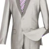 Slim Fit Shiny Sharkskin Men's 2 Piece Suit In Gray -Clothing Shop pic477
