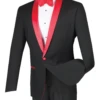 Sierra Collection - 1 Button Slim Fit Tuxedo Black With Red Lapel 1 Sierra Collection - 1 Button Slim Fit Tuxedo Black With Red Lapel -Clothing Shop s1sh 2 red black2 51e840a5 da86 4733 9917 a90198b9713e
