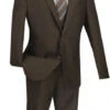 Men's Slim Fit 2 Piece Suit Single Breasted 2 Button Design Brown