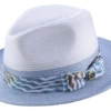 Men's Two Tone Braided Pinch Fedora In Blue -Clothing Shop so7h 1915 blue