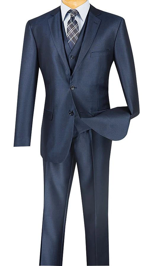 Slim Fit Textured Suit 3 Piece 2 Buttons In Midnight Blue 3 Slim Fit Textured Suit 3 Piece 2 Buttons In Midnight Blue