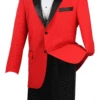 Men's Prom Tuxedo 2 Piece Fancy Lapel In Red 2 Button Design -Clothing Shop t 2ff RED