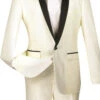 Kingsman Collection - Shawl Collar Slim Fit Tuxedo 2 Piece 1 Button Ivory -Clothing Shop t ss ivory