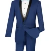 Kingsman Collection - Shawl Collar Slim Fit Tuxedo 2 Piece 1 Button In Blue 1 Kingsman Collection - Shawl Collar Slim Fit Tuxedo 2 Piece 1 Button In Blue -Clothing Shop t ss blue