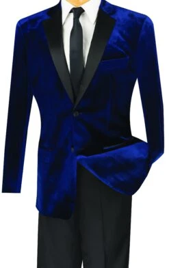 Men's Slim Fit Velvet Tuxedo 2 Piece In Navy