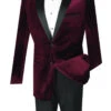 Men's Slim Fit Velvet Tuxedo 2 Piece In Wine -Clothing Shop t sv wine