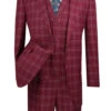 Manarola Collection - Regular Fit Glen Plaid Suit 3 Piece In Burgundy -Clothing Shop v2pd 1 burgundys