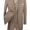 Atrani Collection - Regular Fit Windowpane Suit 3 Piece In Khaki 1 Atrani Collection - Regular Fit Windowpane Suit 3 Piece In Khaki -Clothing Shop v2rw 12 khakiS