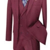 Venetian Collection - Burgundy Regular Fit Glen Plaid 2 Button 3 Piece Suit -Clothing Shop v2rw 13 burgundy S