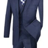 Venetian Collection - Navy Regular Fit Glen Plaid 2 Button 3 Piece Suit -Clothing Shop v2rw 13 navy S