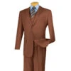 Morgan Collection - Regular Fit 3 Piece Suit 2 Button Cognac -Clothing Shop v2tr cognac
